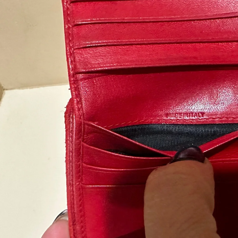 Christian Dior Vintage Red Cannage Bifold Wallet